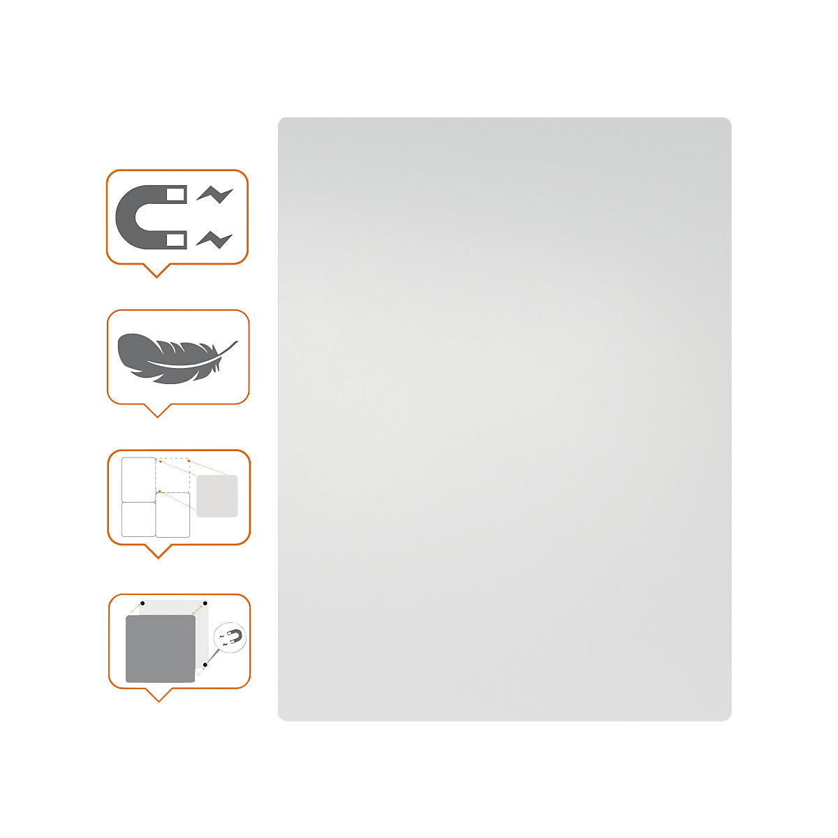 Whiteboard, modular/fără ramă &ndash; nobo