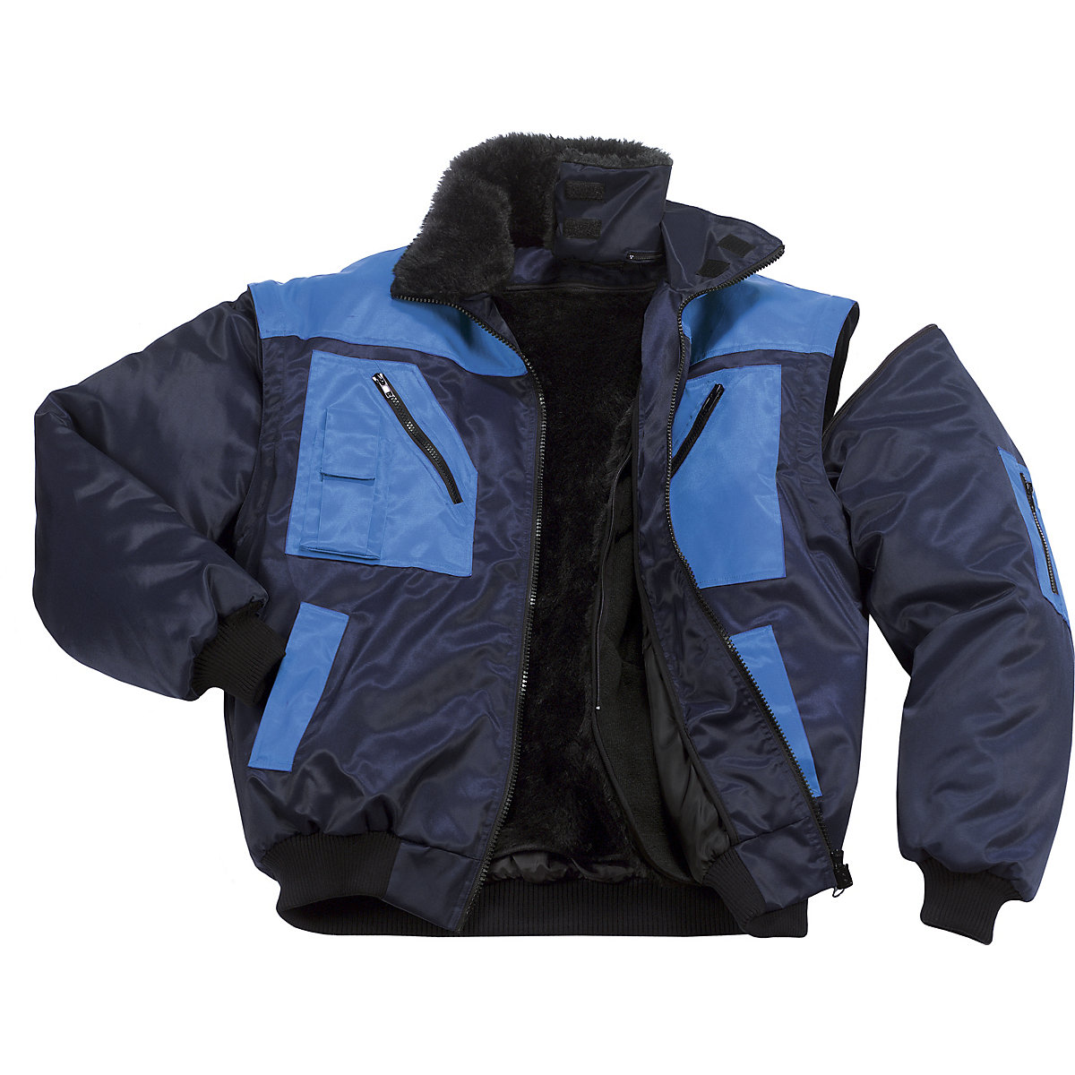 Jachetă aviator cu blană interioară detașabilă (Imagine produs 2)-1