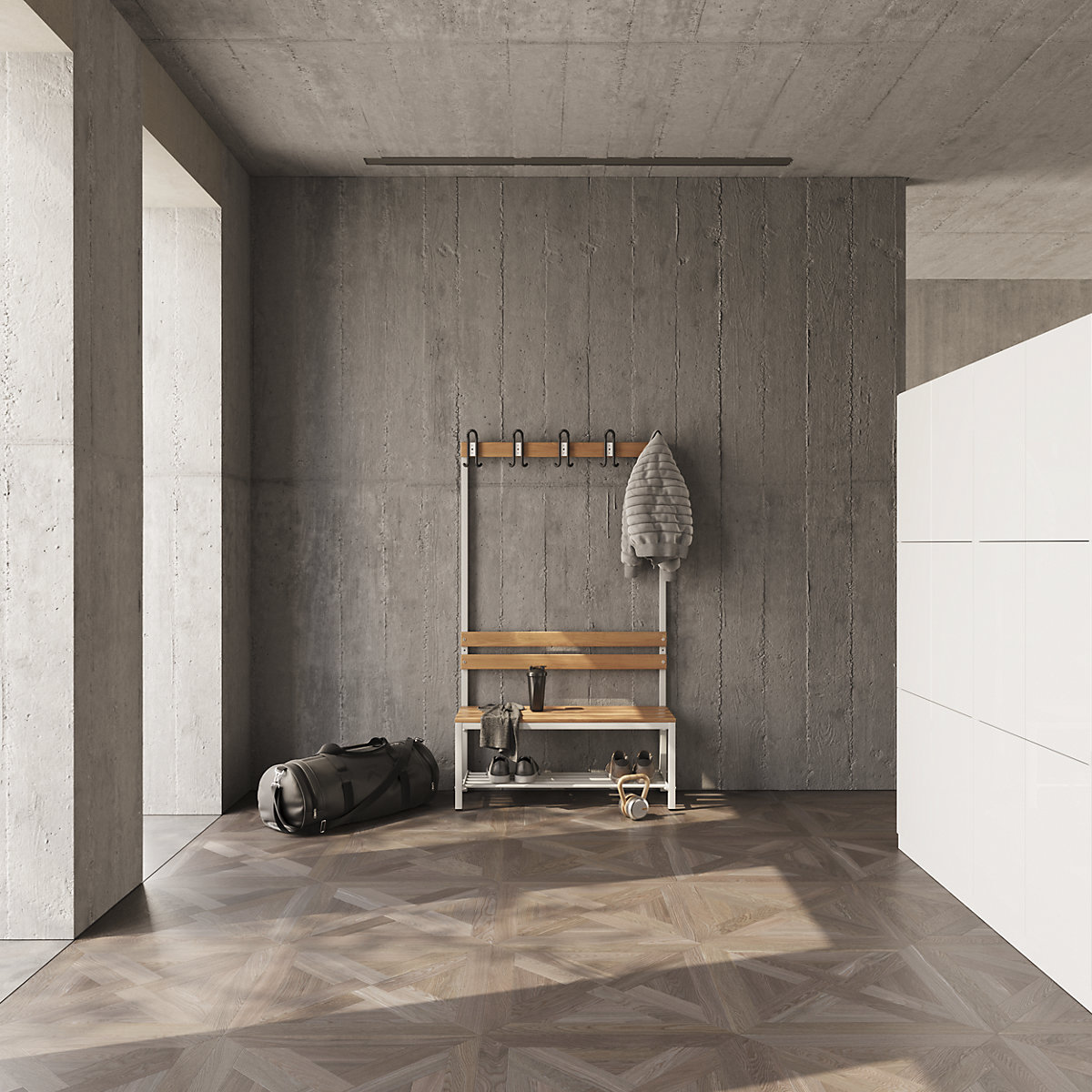 Poliță de pantofi pentru banchetă de vestiar eurokraft basic (Imagine produs 6)-5