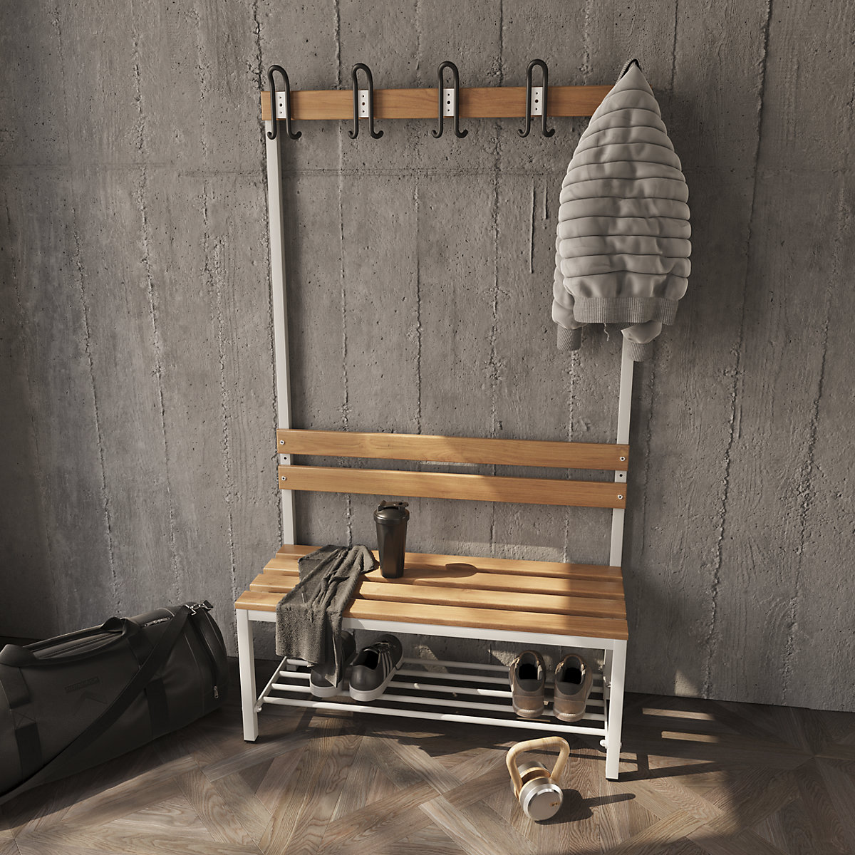 Poliță de pantofi pentru banchetă de vestiar eurokraft basic (Imagine produs 7)-6