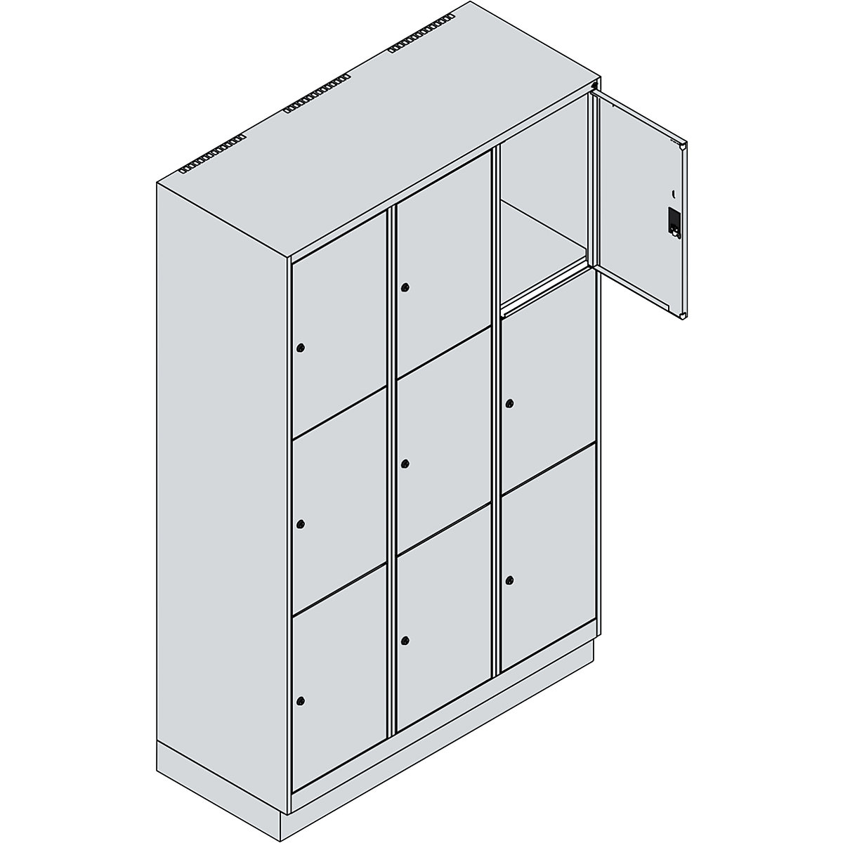Dulap cu 3 compartimente cu încuietoare Classic PLUS – C+P (Imagine produs 3)-2