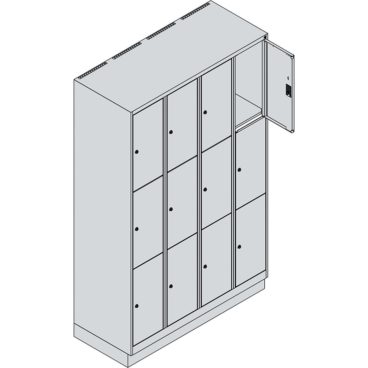 Dulap cu 3 compartimente cu încuietoare Classic PLUS – C+P (Imagine produs 3)-2
