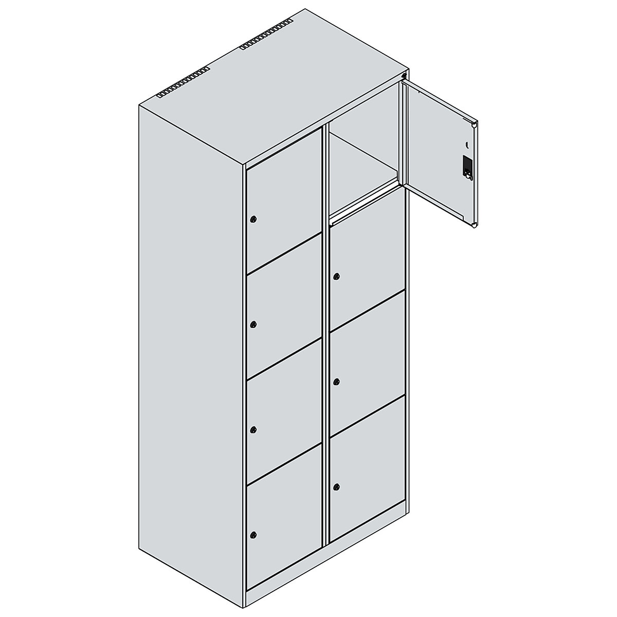 Dulap cu 4 compartimente cu încuietoare Classic PLUS – C+P (Imagine produs 3)-2