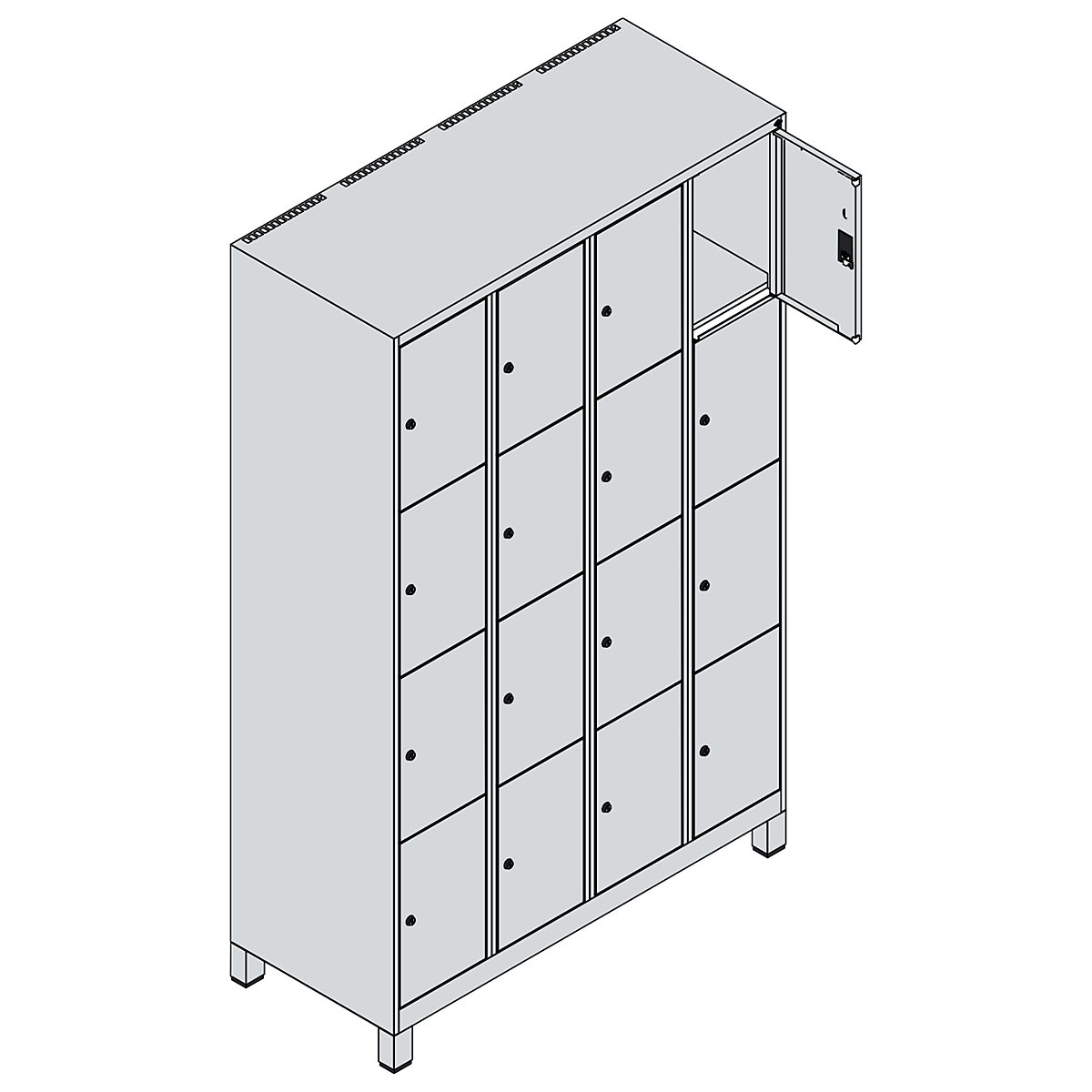 Dulap cu 4 compartimente cu încuietoare Classic PLUS – C+P (Imagine produs 3)-2