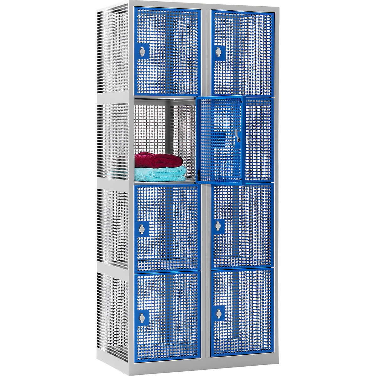 Dulap cu 4 compartimente cu încuietoare, tablă perforată – eurokraft pro (Imagine produs 5)-4