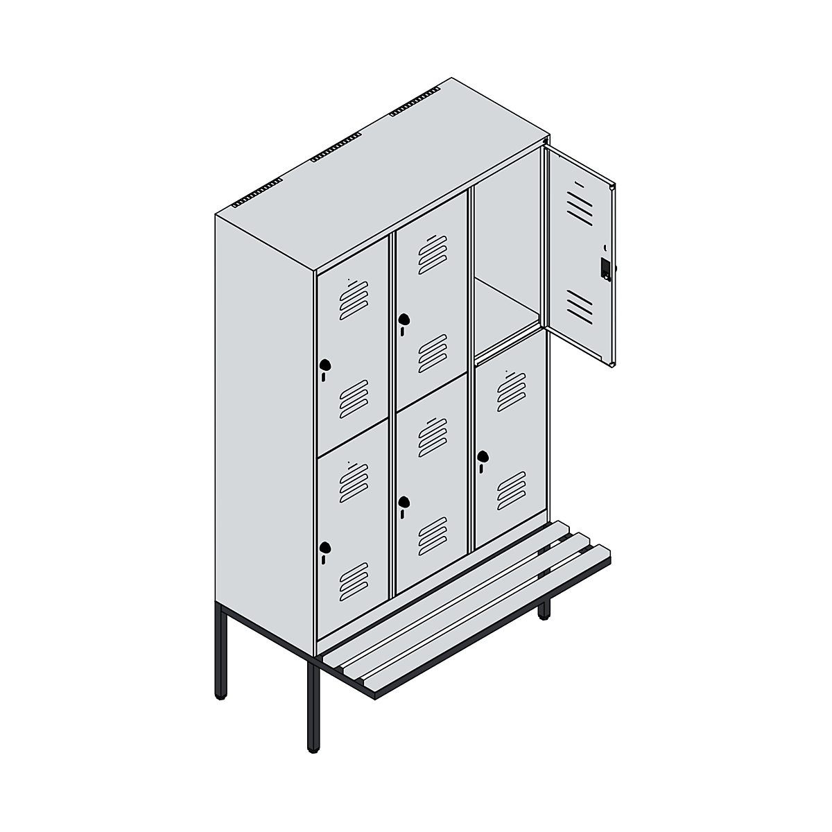 Vestiar cu două niveluri Classic PLUS cu bancă – C+P (Imagine produs 4)-3