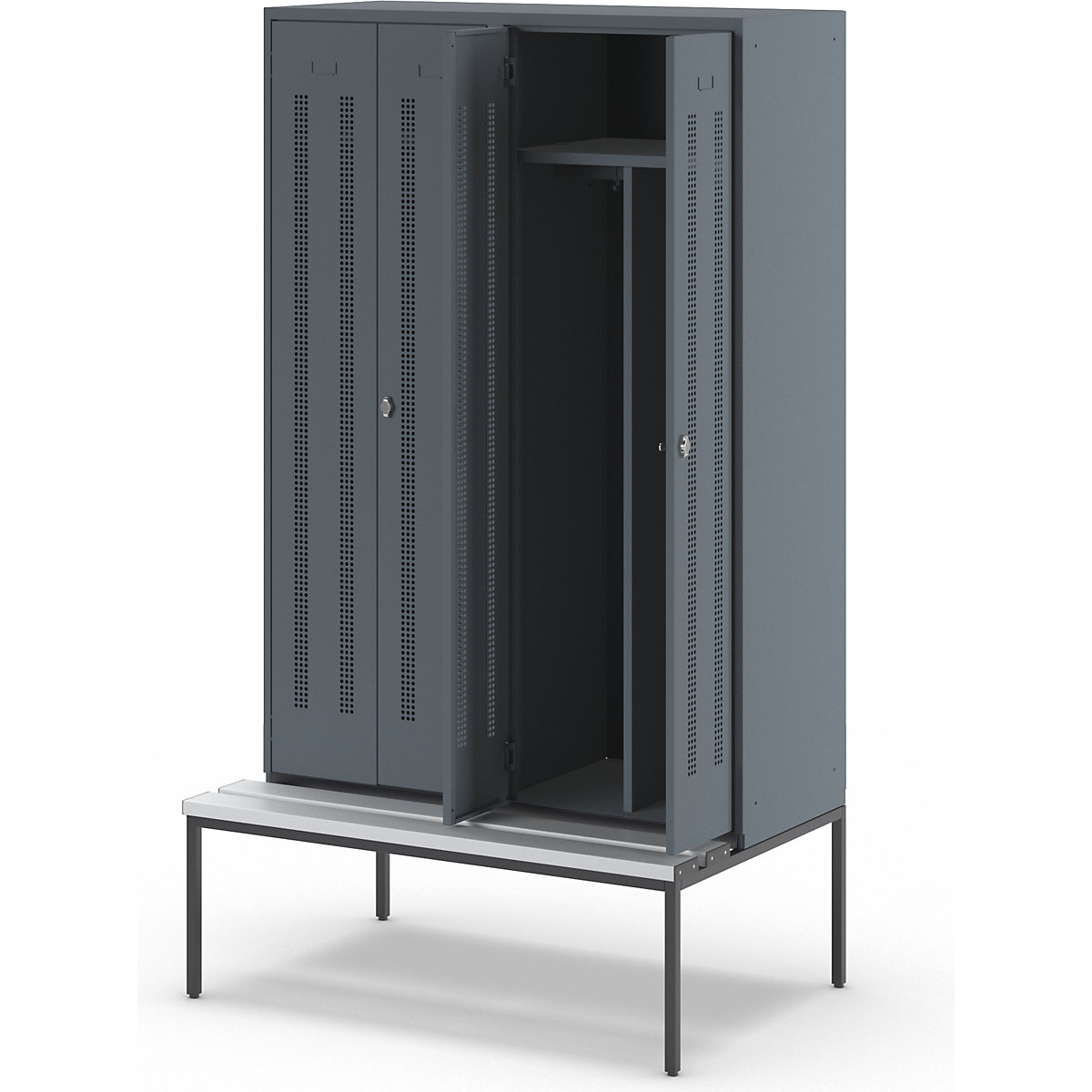 Vestiar pentru haine curate și murdare Berlin 1 cu bancă – Wolf (Imagine produs 8)-7