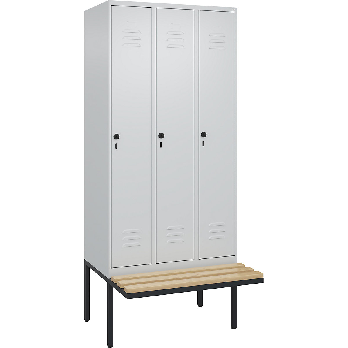 Vestiar pentru haine curate și murdare Classic PLUS cu bancă, îngust – C+P (Imagine produs 4)-3