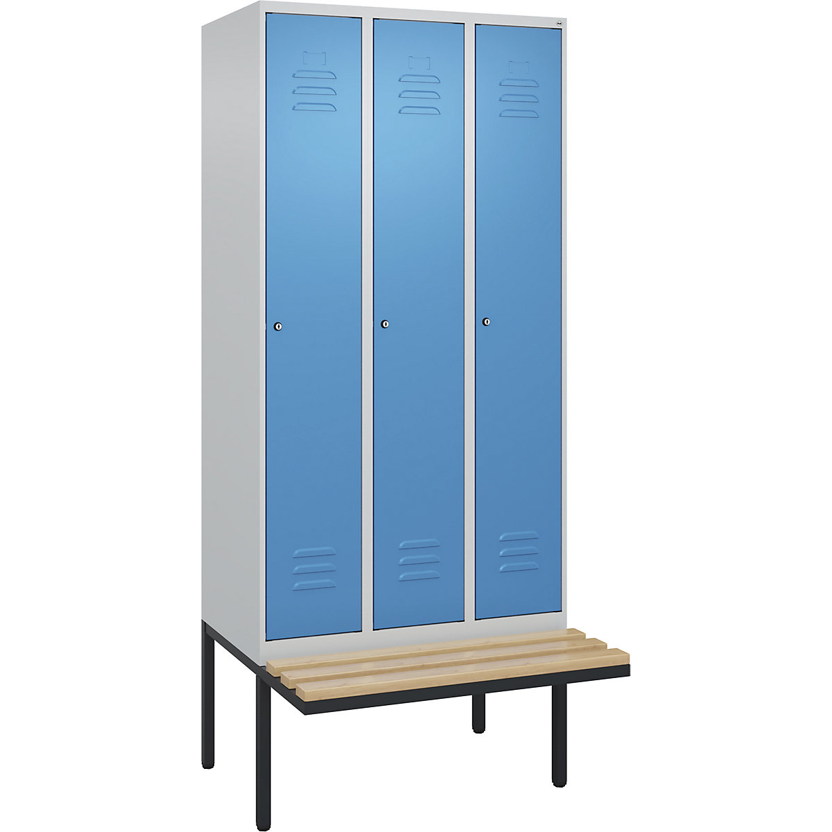 Vestiar pentru haine curate și murdare Classic PLUS cu bancă, îngust – C+P (Imagine produs 5)-4