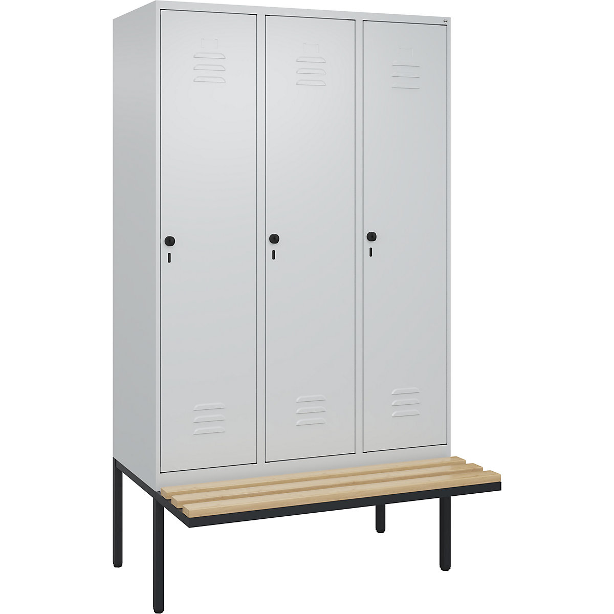 Vestiar pentru haine curate și murdare Classic PLUS cu bancă, îngust – C+P (Imagine produs 4)-3