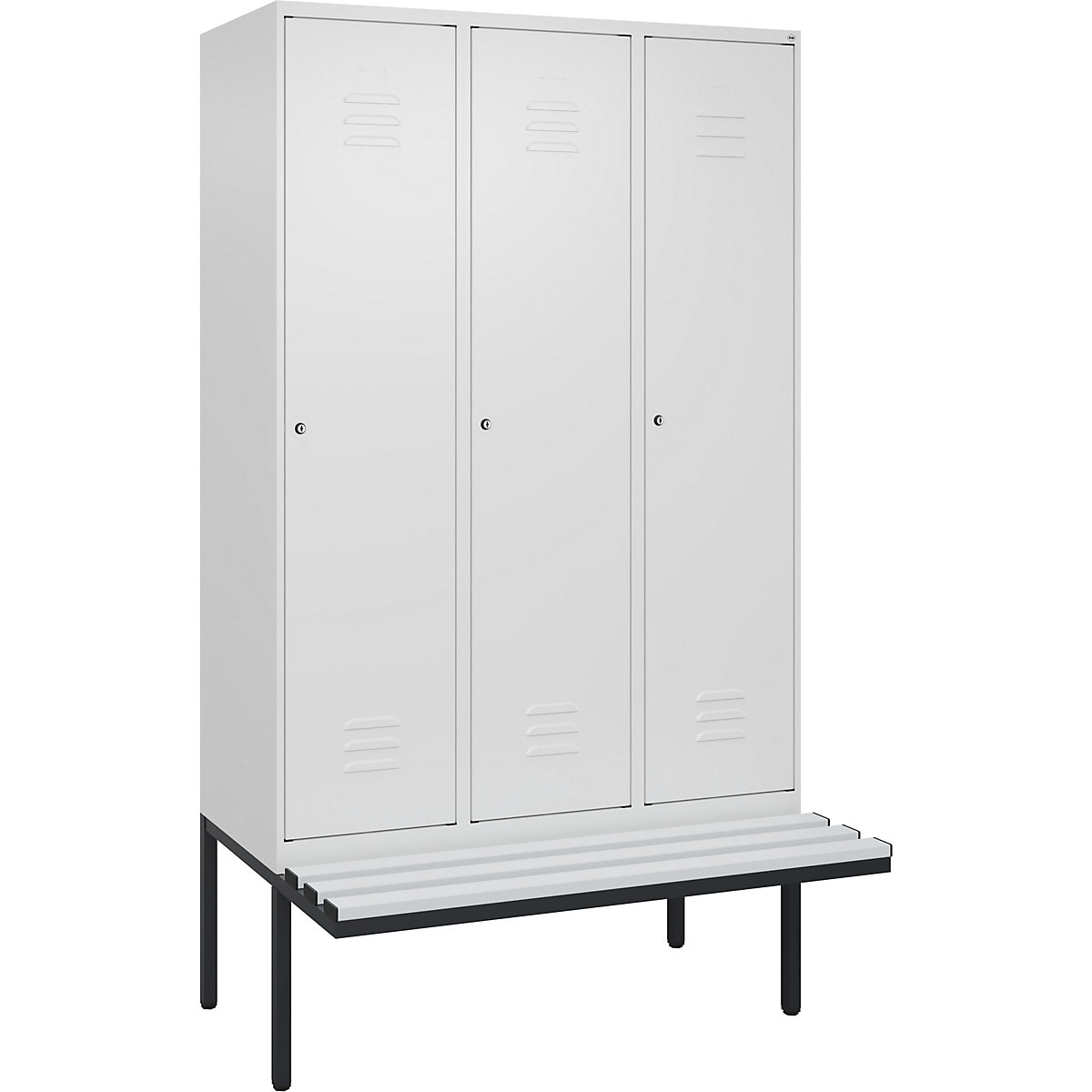 Vestiar pentru haine curate și murdare Classic PLUS cu bancă, îngust – C+P (Imagine produs 5)-4