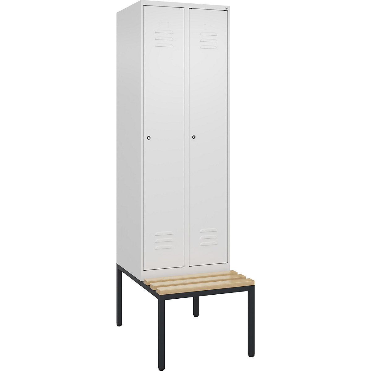 Vestiar pentru haine curate și murdare Classic PLUS cu bancă, îngust – C+P (Imagine produs 5)-4