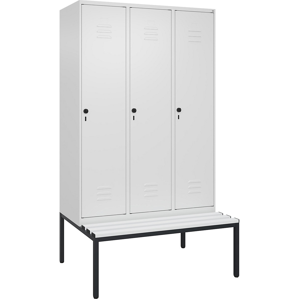 Vestiar pentru haine curate și murdare Classic PLUS cu bancă, îngust – C+P (Imagine produs 4)-3