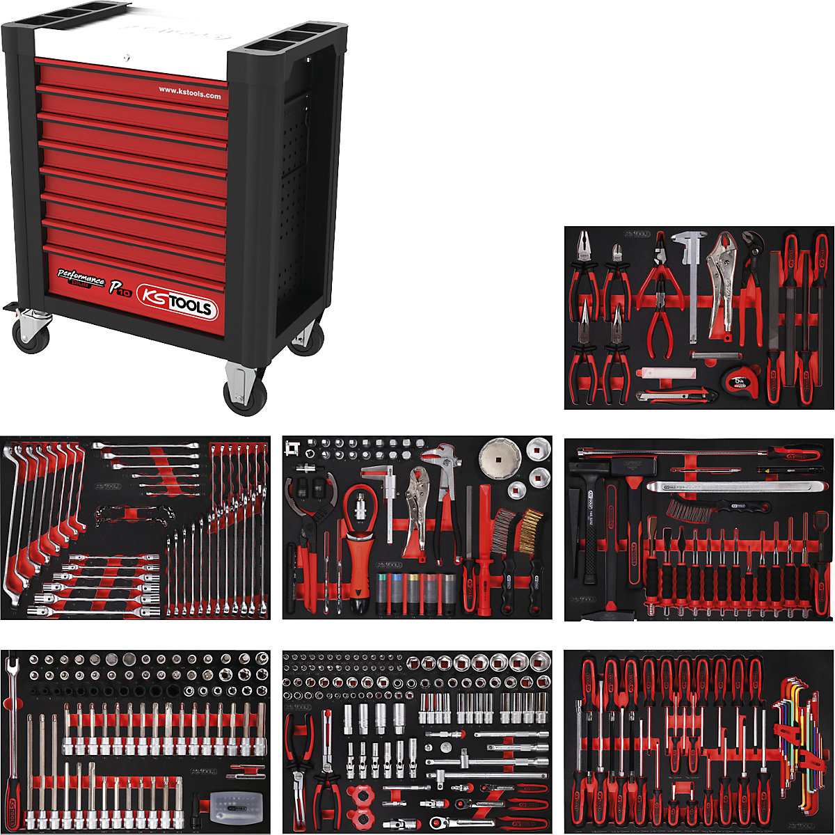 Cărucior de atelier PERFORMANCE PLUS cu unelte – KS Tools (Imagine produs 10)-9