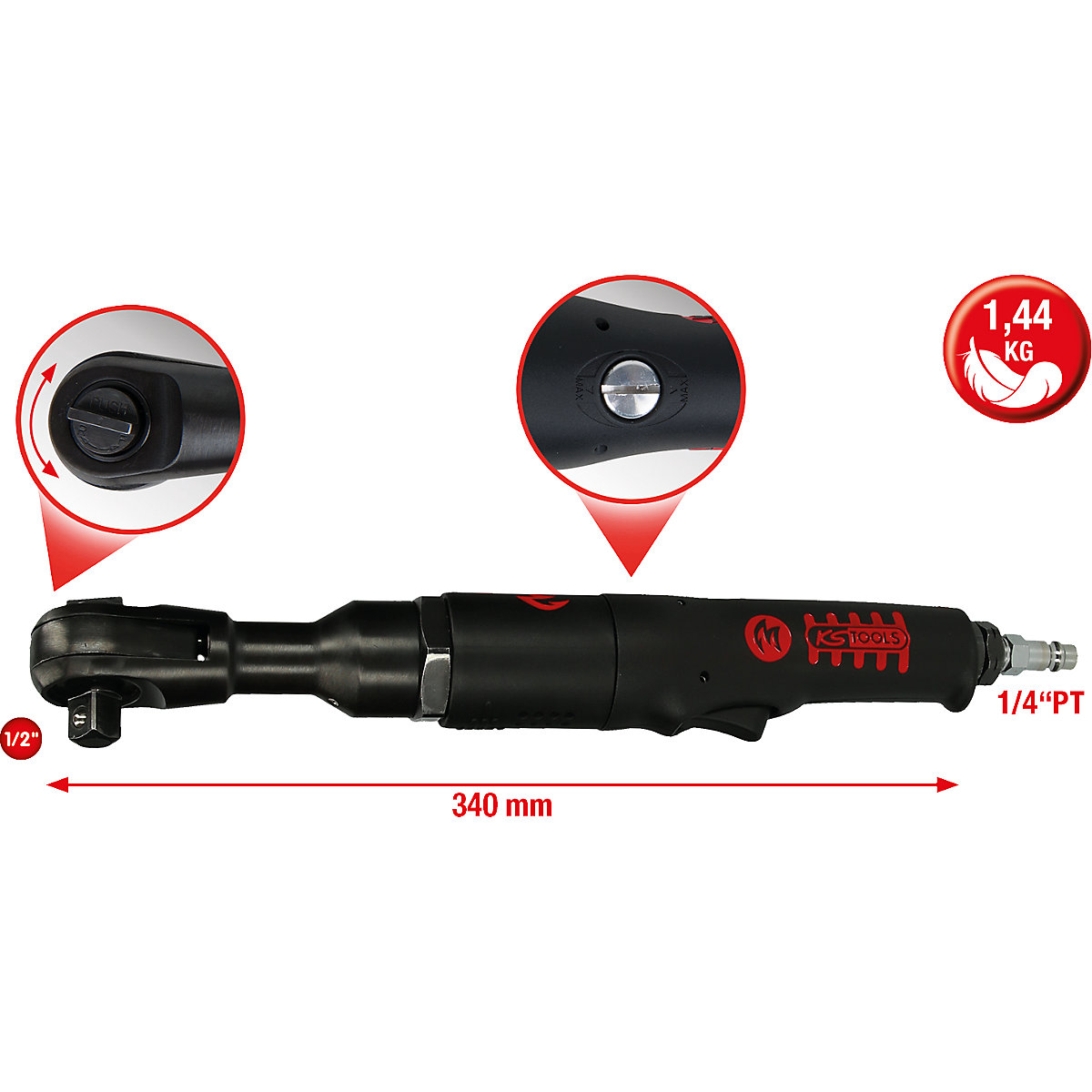 Clichet performant cu schimbare de direcție, cu aer comprimat 1/2'' MONSTER – KS Tools (Imagine produs 5)-4