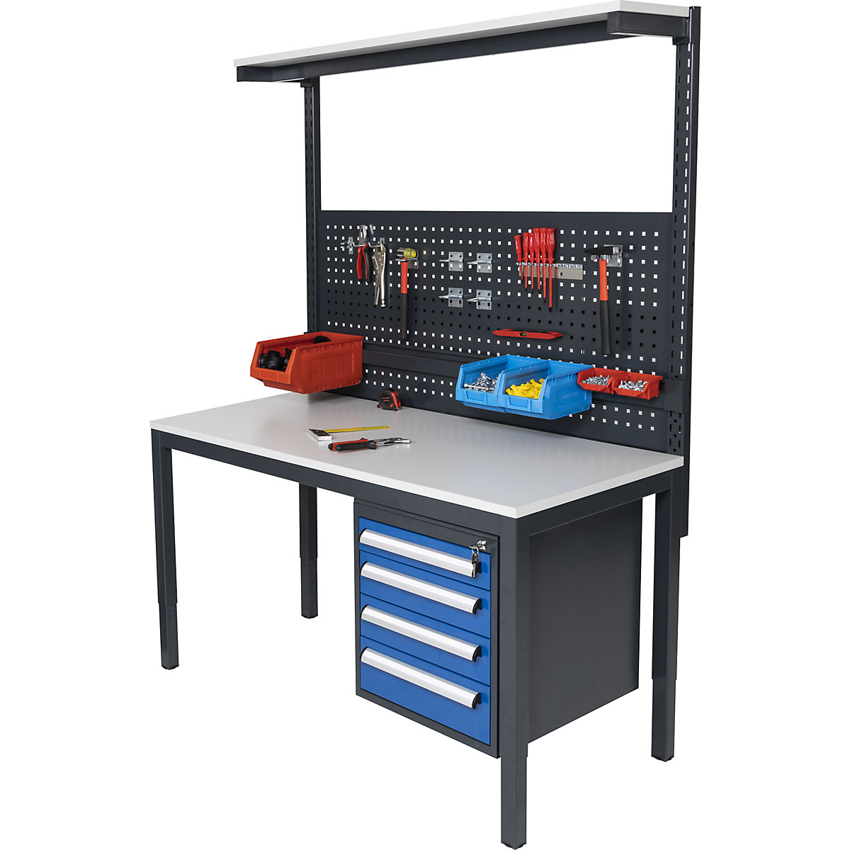 Delovna miza s polico in nastavitvijo višine – eurokraft basic (Slika izdelka 12)-11