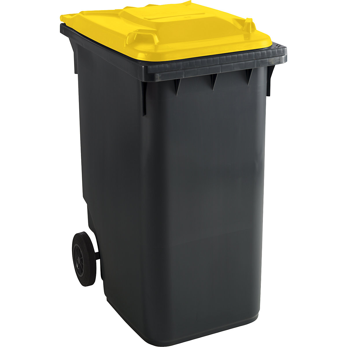 Smetnjak iz umetne mase, DIN EN 840, prostornina 360 l, ŠxVxG 665 x 1115 x 880 mm, antracitne/rumene barve-3