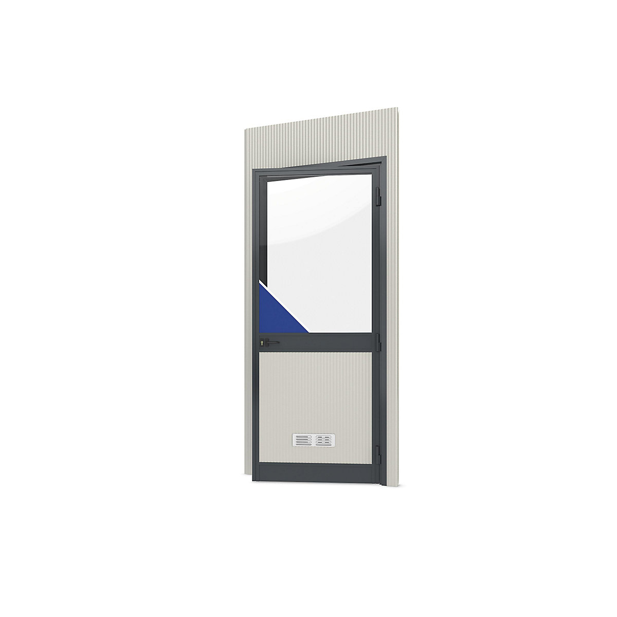 Halová vestavba – eurokraft pro, vnější š x v 1150 x 2600 mm, panel s dveřmi vpravo a proskleným výřezem
