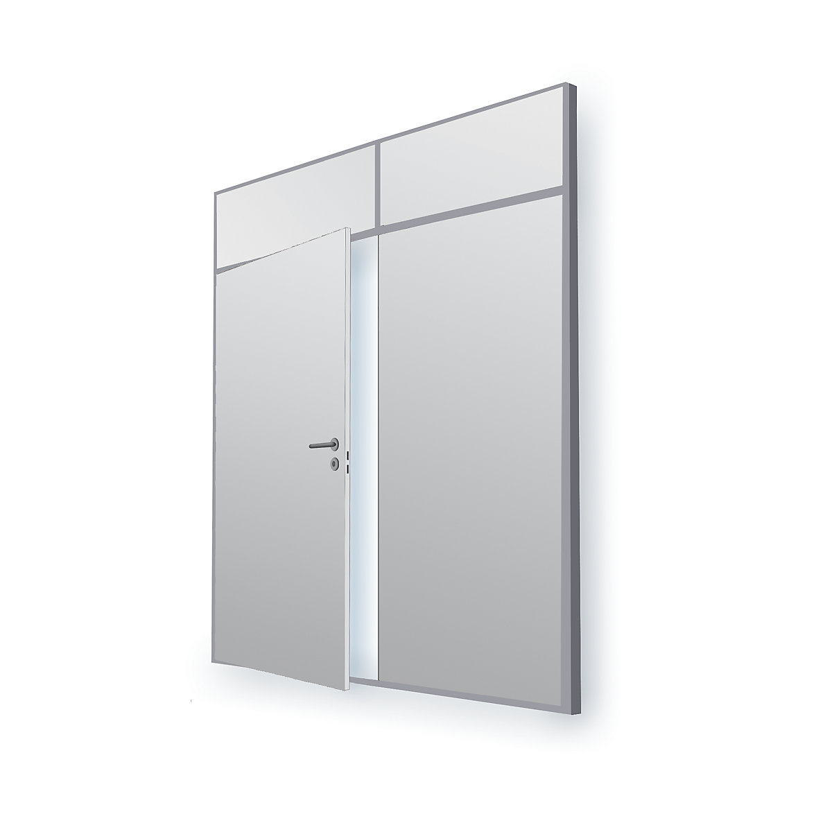 Systém dělicích stěn, flexibilní, tloušťka stěny 82 mm, Prvek s dvojitými dveřmi, v x š 2093 x 1789 mm, bez výřezu pro sklo