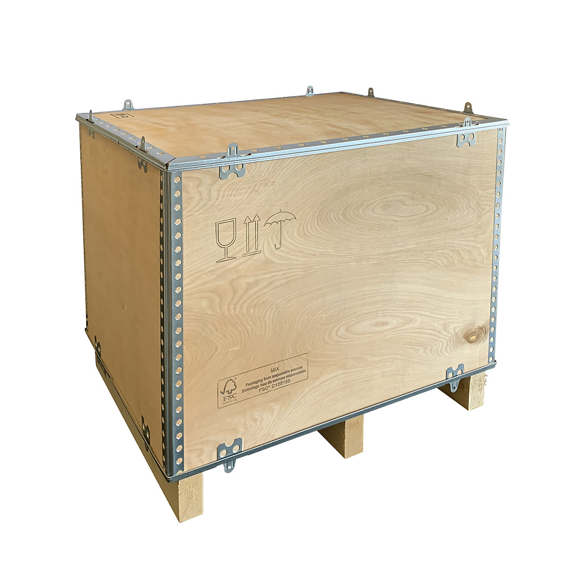 Caixa dobrável de madeira, com patins de 2 e 4 vias, CxLxA 780 x 580 x 580 mm, a partir de 1 unid.-2
