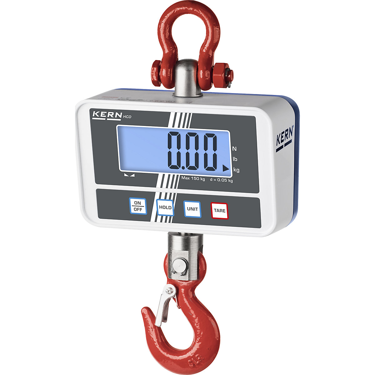 KERN – Balança suspensa, com mostrador LCD grande, âmbito de pesagem até 150 kg, legibilidade 20/50 g