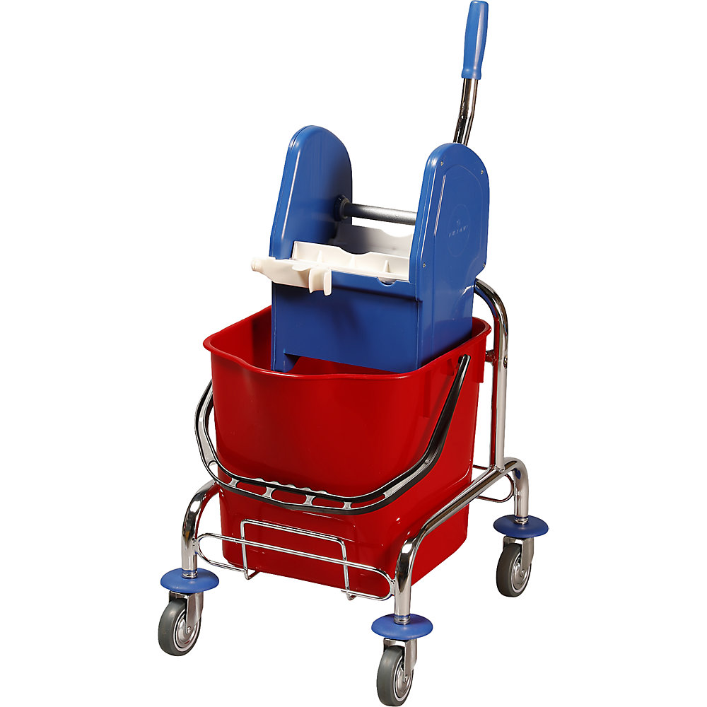 Carrello Per Mocio Nova Auro Con Doppio Secchio Da 25 Litri - Rosso E Blu, Con Timone E Rotelle