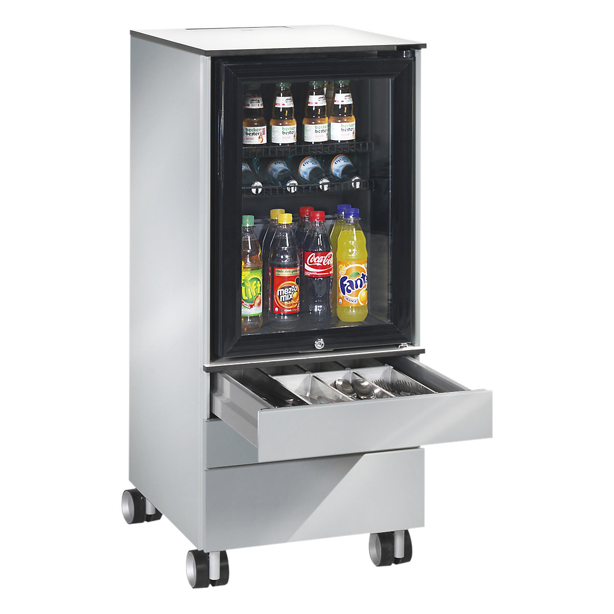 Chariot réfrigérateur ASISTO – C+P, sur roulettes, RAL 9006 aluminium-3