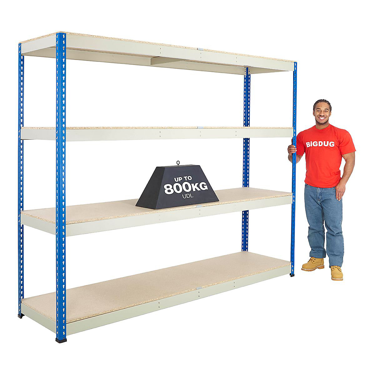 BiG800 Racking 1980h x 1830w x 1220d mm 4 Levels 610kg UDL Blue & Grey ...