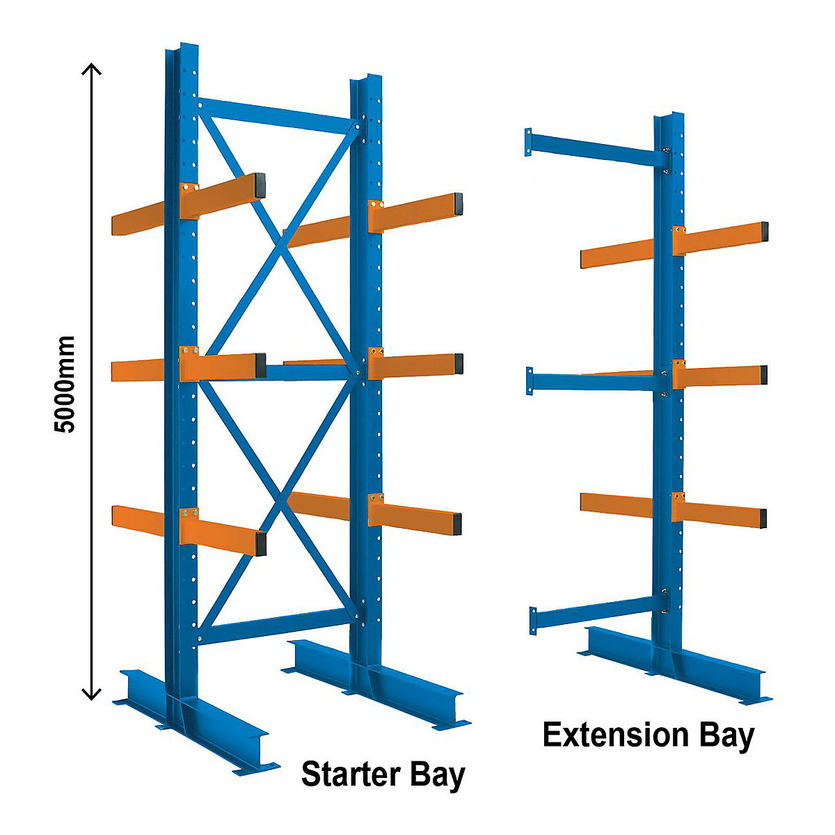 Heavy-Duty 5M High Double-Sided Cantilever Racking System