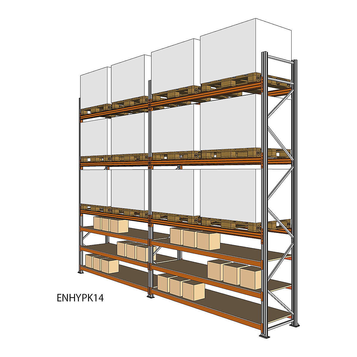 BiGDUG Pallet Racking Kits With Picking Levels, BiGDUG Pallet Racking Kits With Picking Levels, BiGDUG Pallet Racking Hybrid Kit, with 3x 18mm Chipboard Hand-Picking Levels, 4500h x 4815w x 1100d mm (Holds 12 EUR3 Pallets 1000h x 1000w x 1200d mm)-13