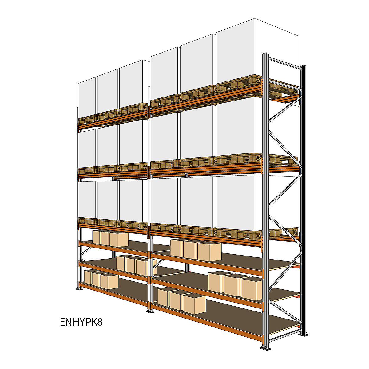 BiGDUG Pallet Racking Kits With Picking Levels, BiGDUG Pallet Racking Kits With Picking Levels, BiGDUG Pallet Racking Hybrid Kit, with 3x 18mm Chipboard Hand-Picking Levels, 4500h x 5702w x 1100d mm (Holds 18 Pallets 1000h x 800w x 1200d mm)-8