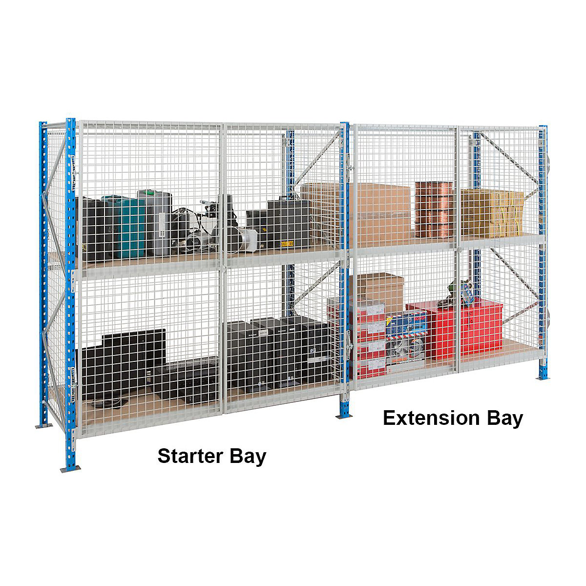 Secure Mesh Longspan Shelving with Chipboard Levels (Product illustration 2)-1