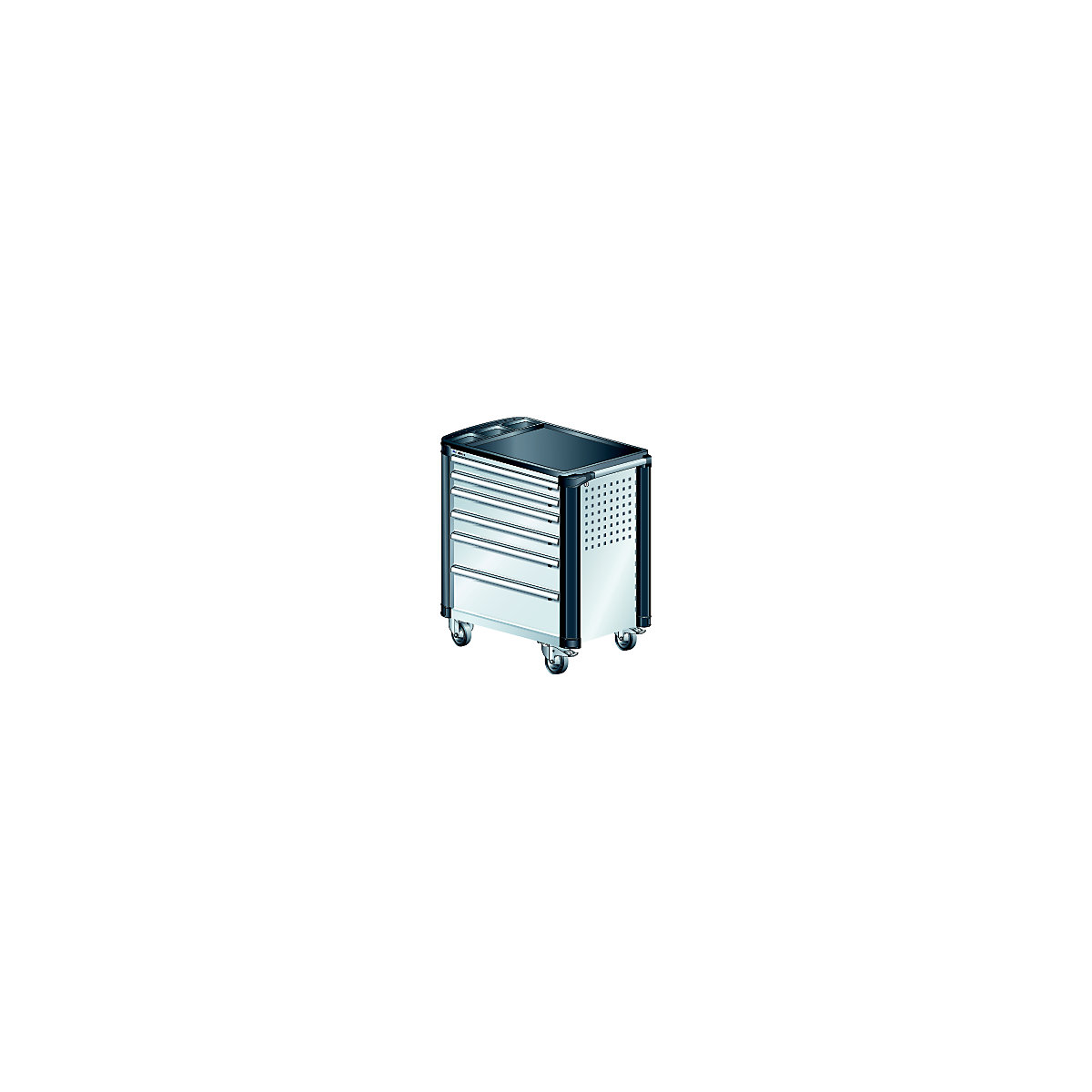 Radionička kolica – LISTA, s plastičnim poklopcem i letvama za zaštitu rubova, 6 ladica, u sivoj boji-4
