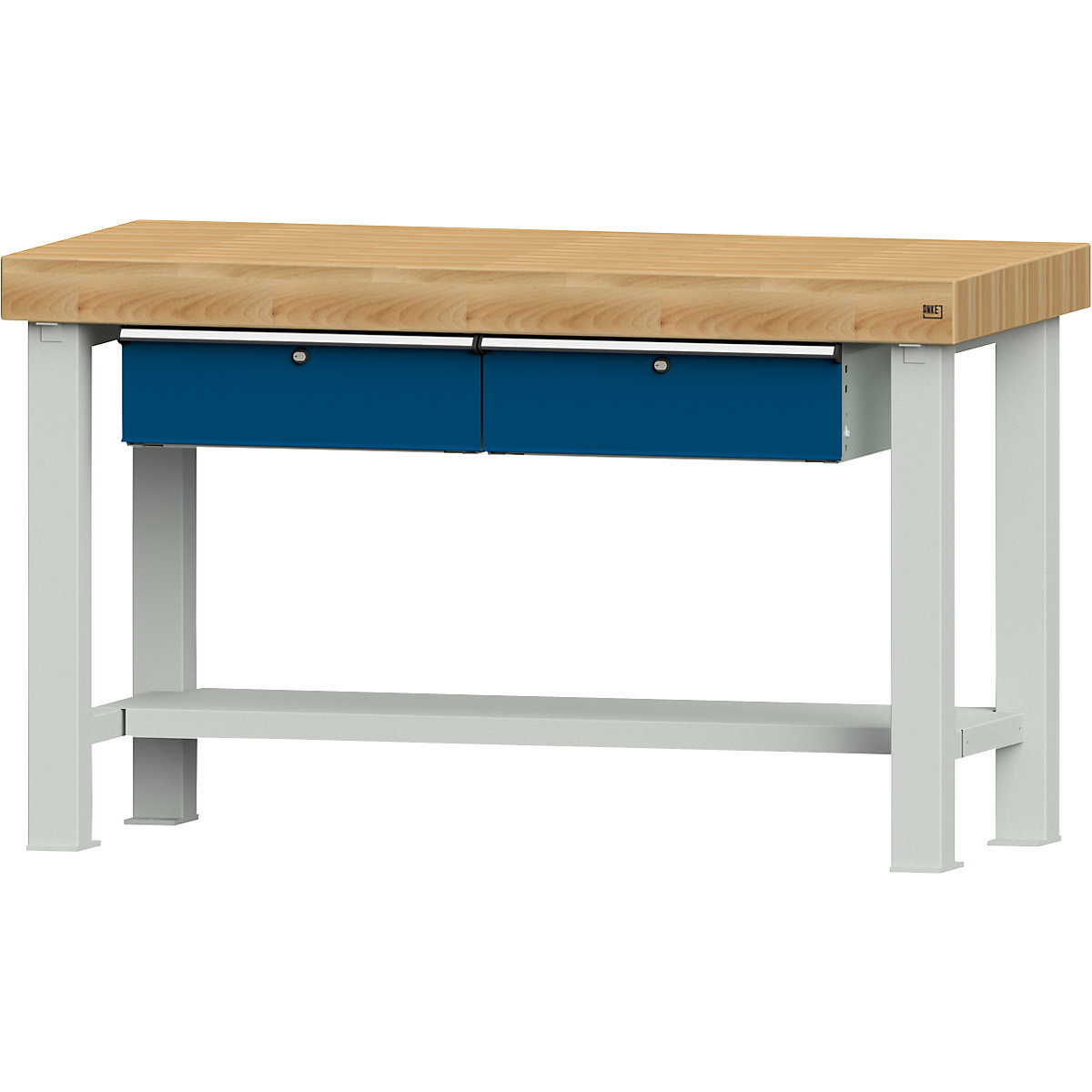 ANKE – Radni stol za teške terete, širina ploče 1500 mm, s 2 ladice, debljina ploče 100 mm