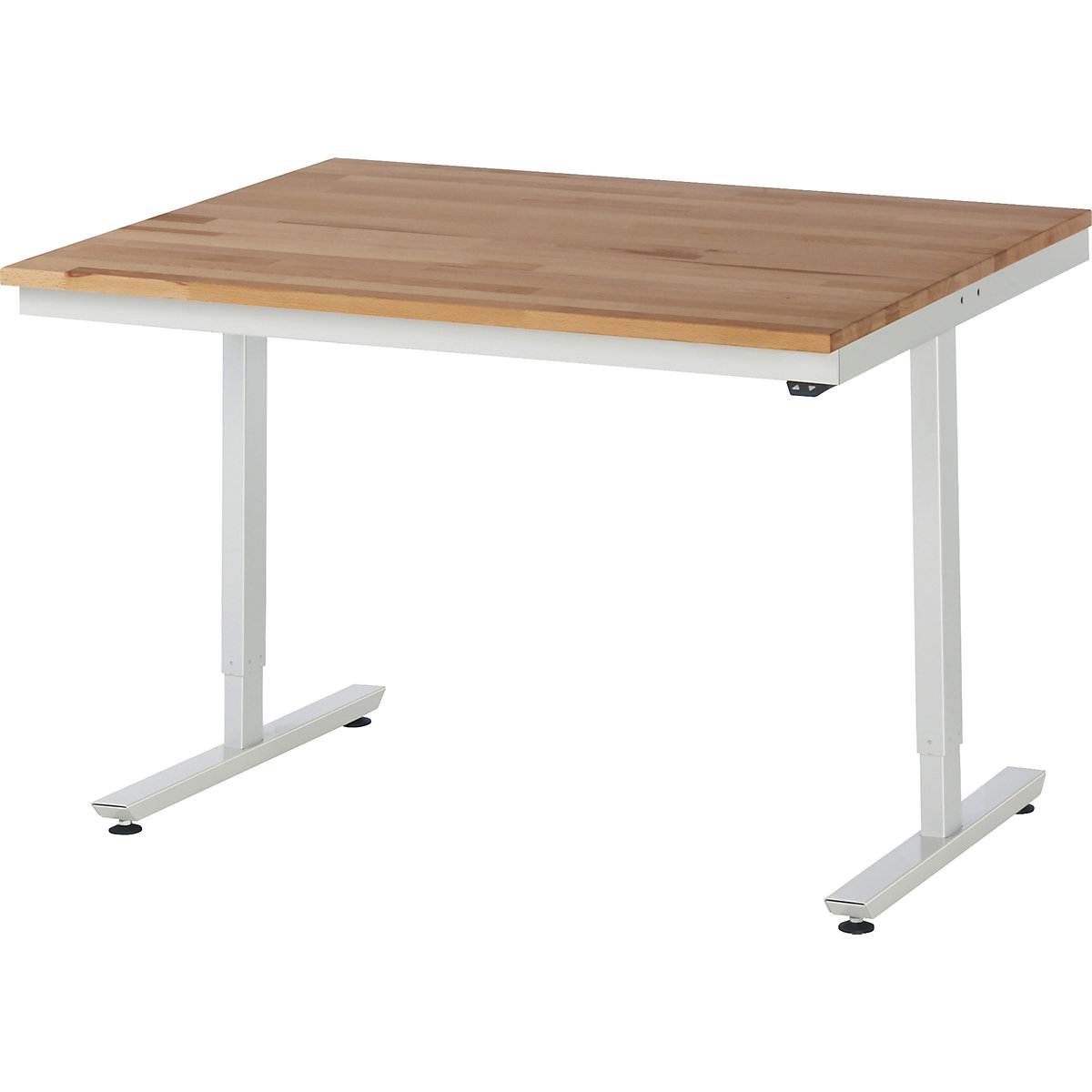 Radni stol, s mogućnošću električnog namještanja visine – RAU, masivna bukva, nosivost 150 kg, ŠxD 1250 x 1000 mm-14
