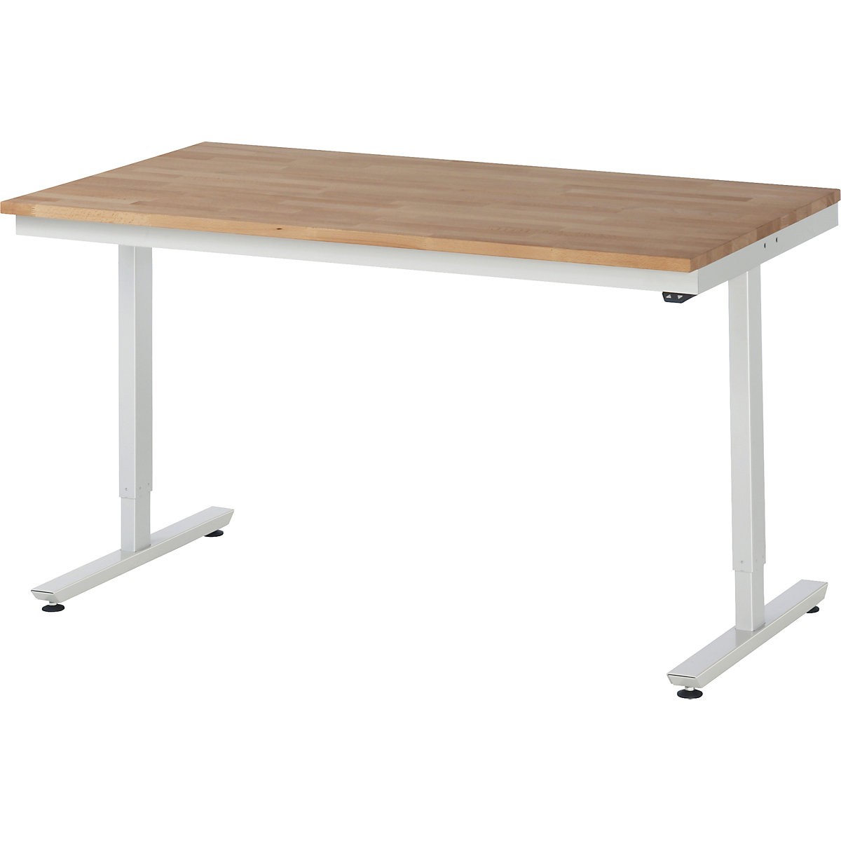 Radni stol, s mogućnošću električnog namještanja visine – RAU, masivna bukva, nosivost 150 kg, ŠxD 1500 x 800 mm-9