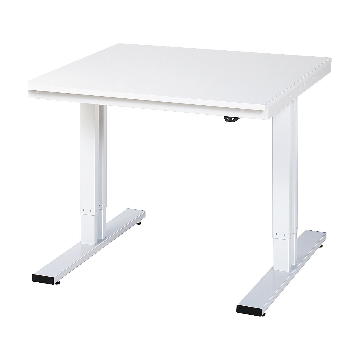 Radni stol, s mogućnošću električnog namještanja visine – RAU, melaminska ploča, nosivost 300 kg, ŠxD 1000 x 1000 mm-9