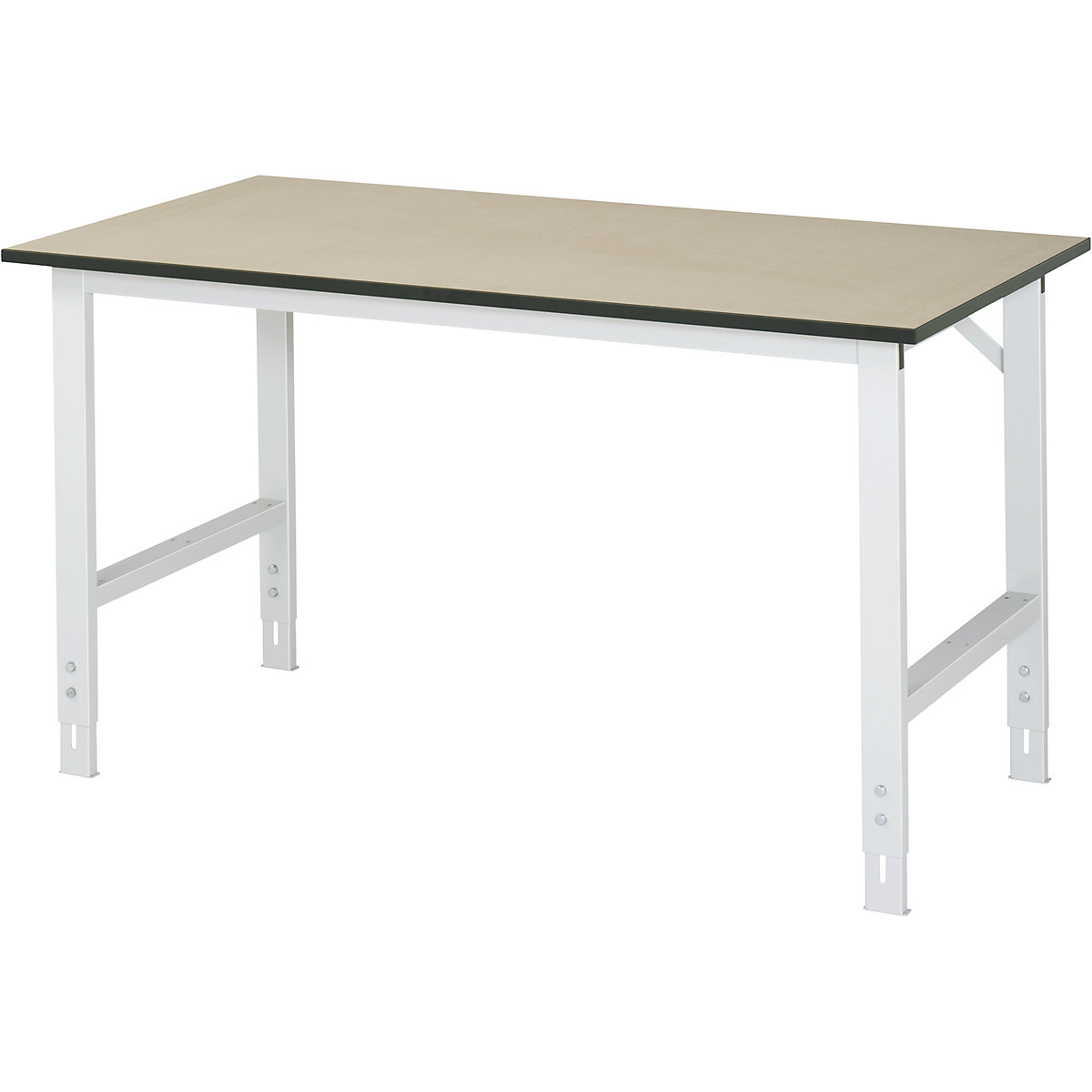 Radni stol, s mogućnošću namještanja visine – RAU, 760 – 1080 mm, MDF ploča, ŠxD 1500 x 800 mm, u svijetlosivoj boji-12
