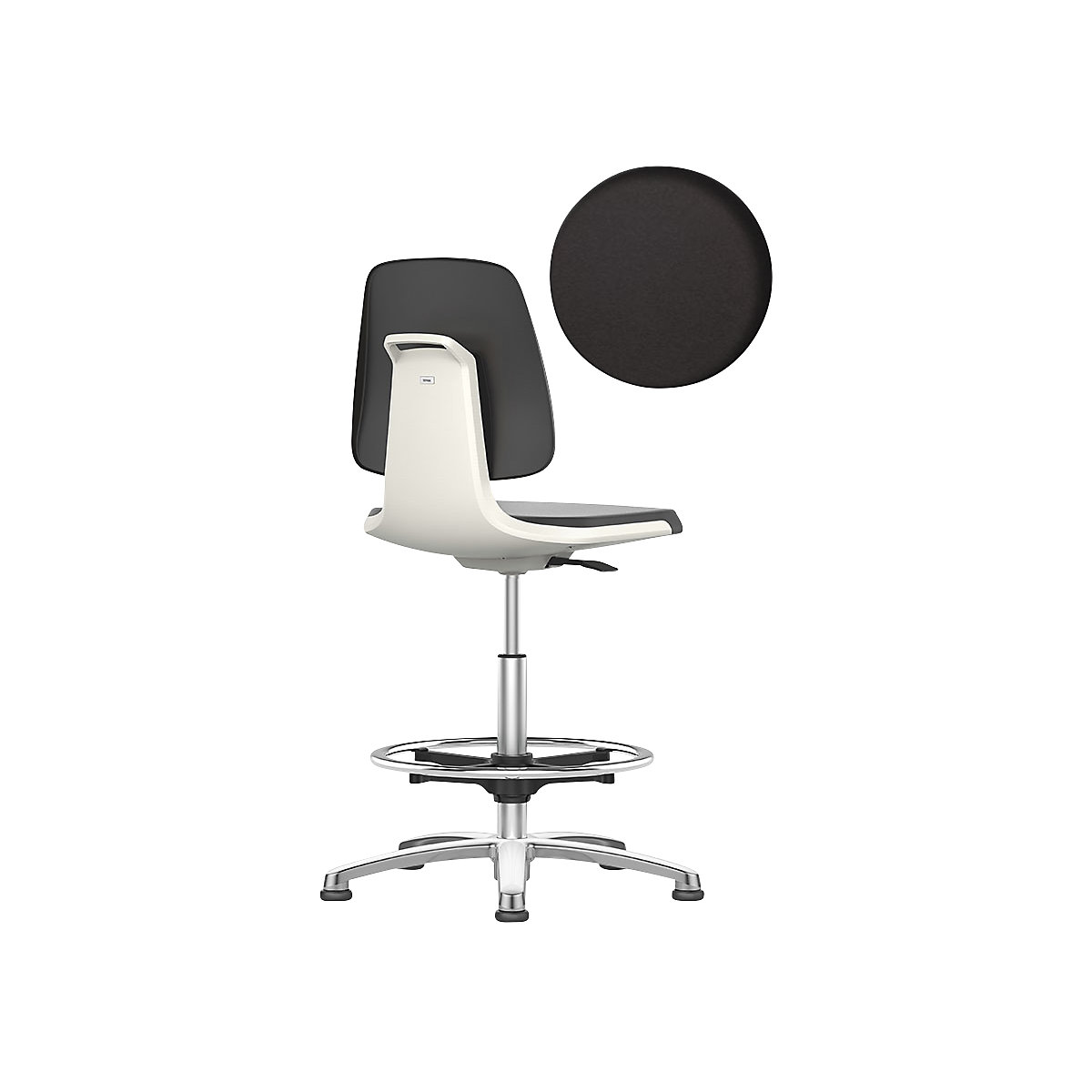 Radna okretna stolica LABSIT – bimos, s podnim vodilicama i nožnim obručem, sjedalo od PU pjene, u bijeloj boji-24