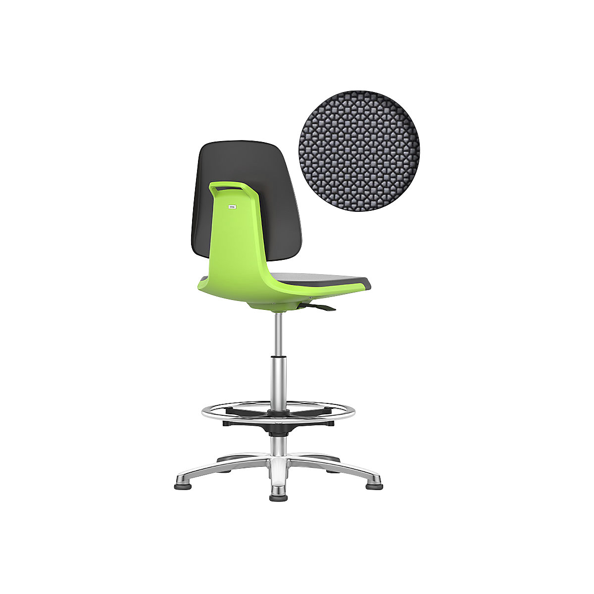 Radna okretna stolica LABSIT – bimos, s podnim vodilicama i nožnim obručem, sjedalo Supertec, u zelenoj boji-26