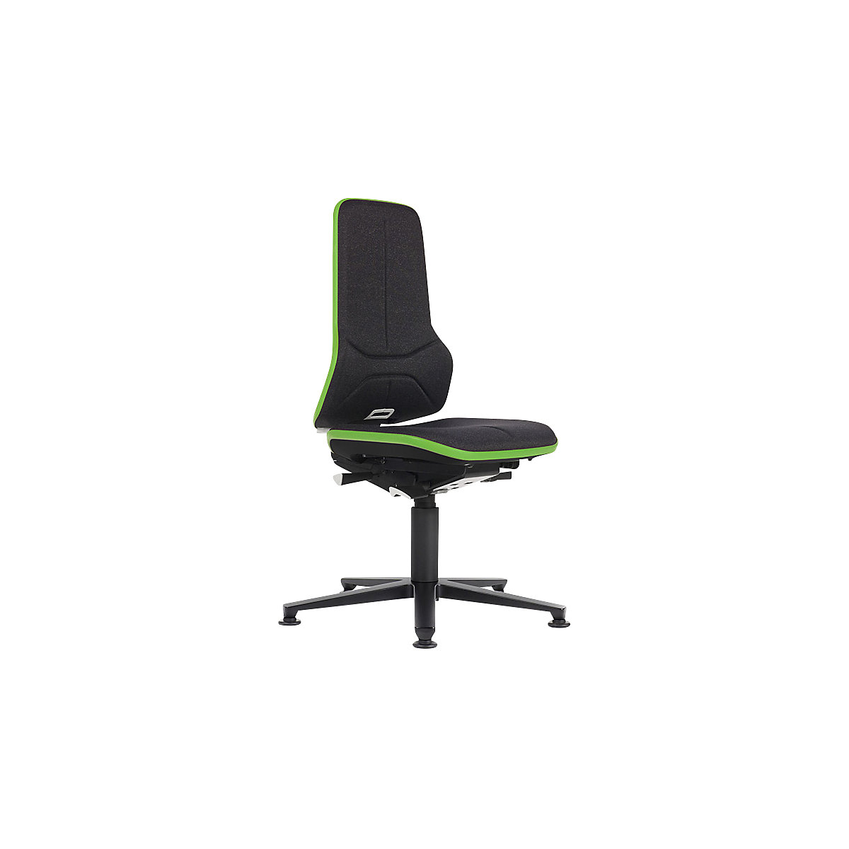 Radna okretna stolica NEON ESD, kliznik – bimos, sinkroni mehanizam, tkanina, fleksibilna traka u zelenoj boji-5