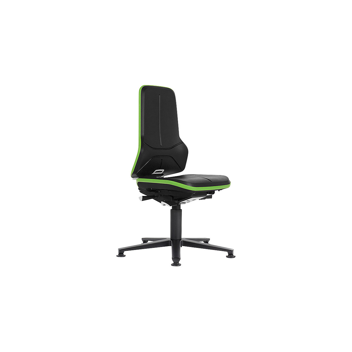 Radna okretna stolica NEON ESD, kliznik – bimos, sinkroni mehanizam, PU pjena, fleksibilna traka u zelenoj boji-7