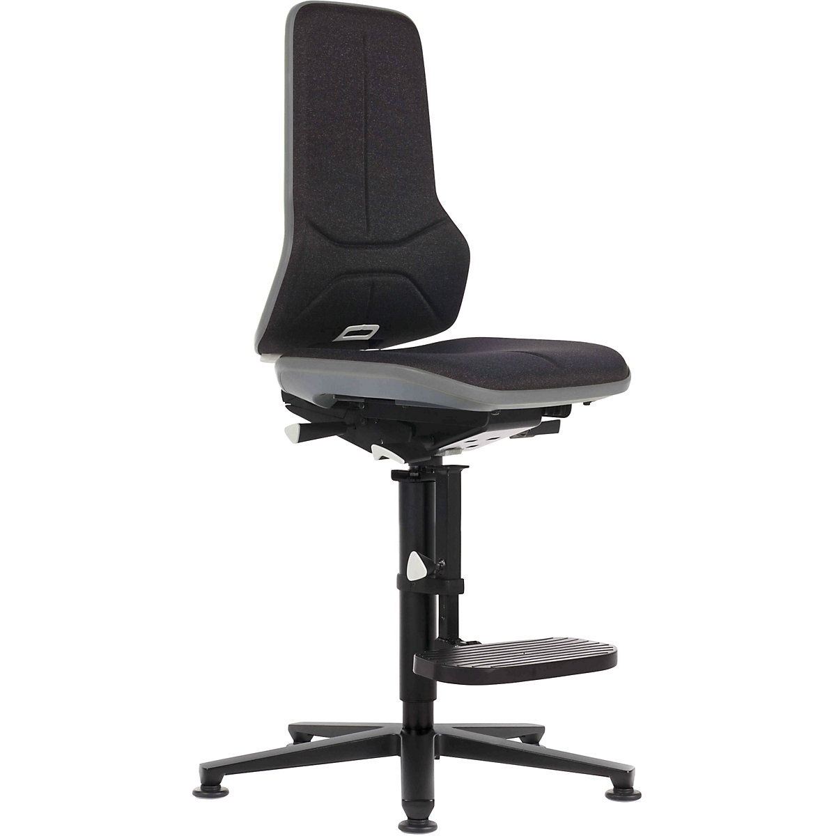 Radna okretna stolica NEON, kliznik, podrška za penjanje – bimos, stalni kontakt, tkanina, fleksibilna traka u sivoj boji-2