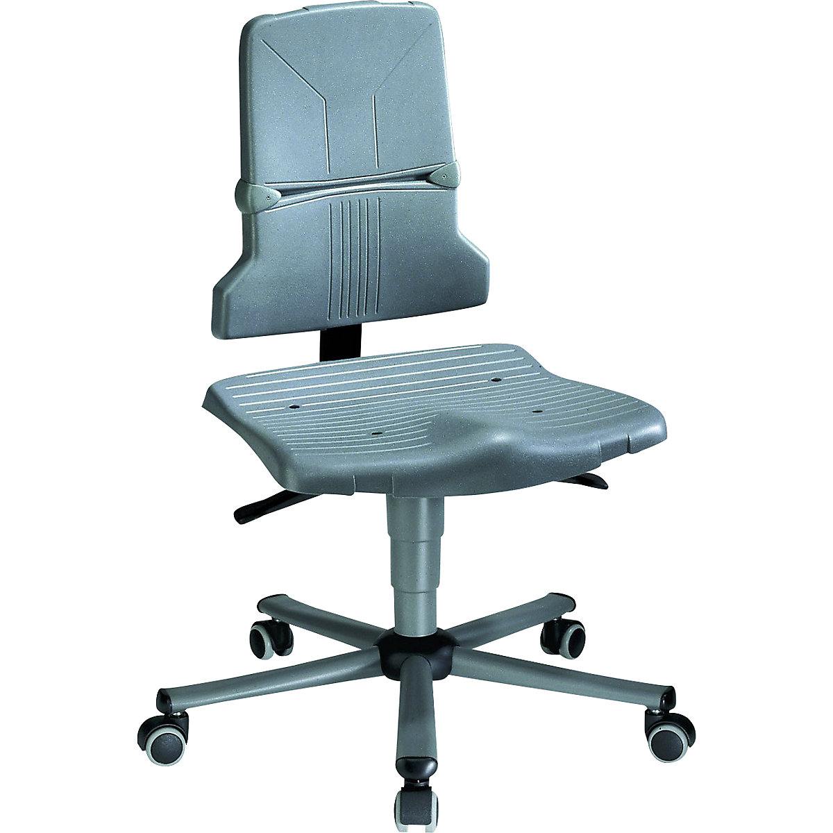 Radna okretna stolica SINTEC – bimos, plastika, standardna izvedba, postolje od čelične cijevi s pet nogu i kotačima-5