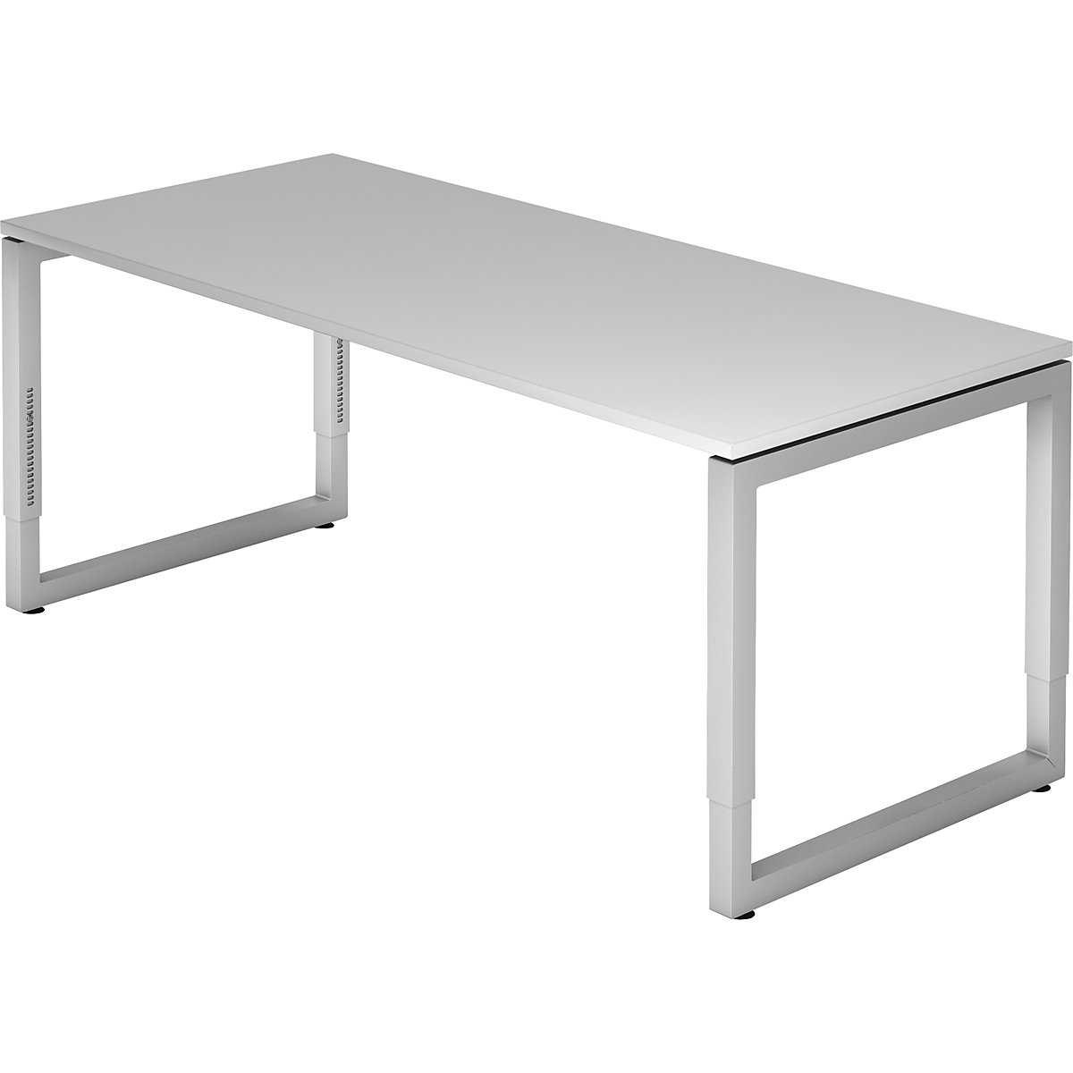 Písací stôl s podstavcom zo štvorhrannej oceľovej rúrky ANNY – eurokraft pro, š x h 1800 x 800 mm, svetlošedá-7