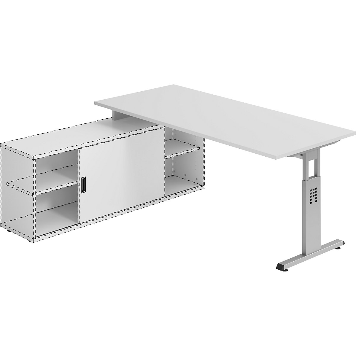 Písací stôl s úložnou plochou FINO, š x h 1800 x 800 mm, svetlošedá-6