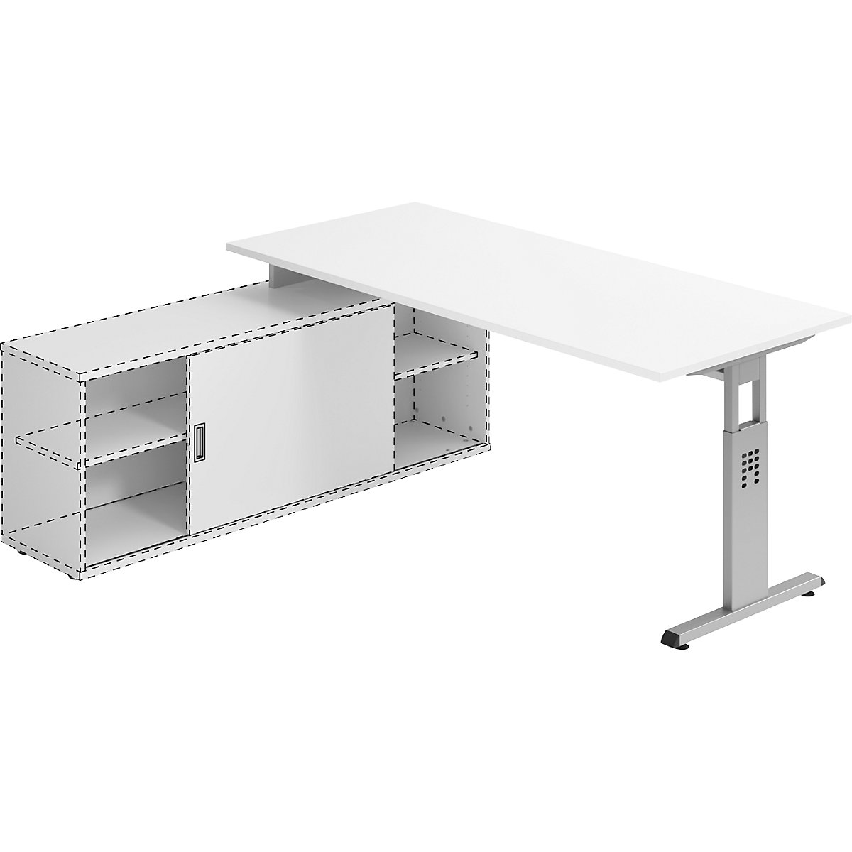 Písací stôl s úložnou plochou FINO, š x h 1800 x 800 mm, biela-5
