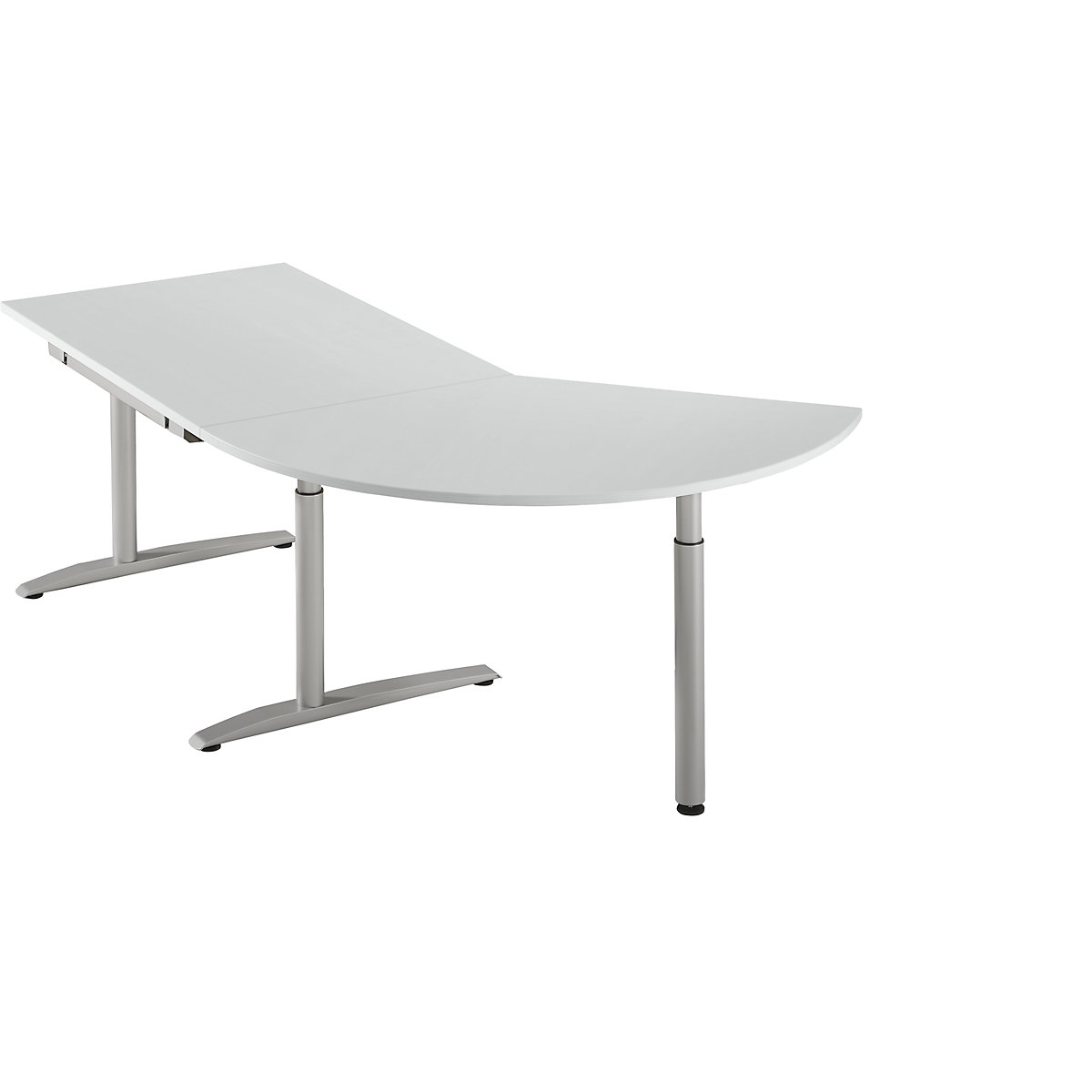 HANNA Nadstavbový stôl, výškovo prestaviteľný 650 – 850 mm, 3/8-kruh, s opornou nohou, svetlošedá