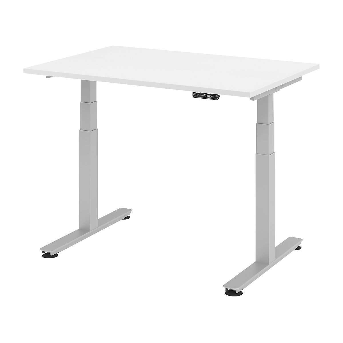 Stôl na písanie v stoji, elektricky výškovo prestaviteľný UPLINER-2.0, podstavec s nohou v tvare T, šírka 1200 mm, biela-12