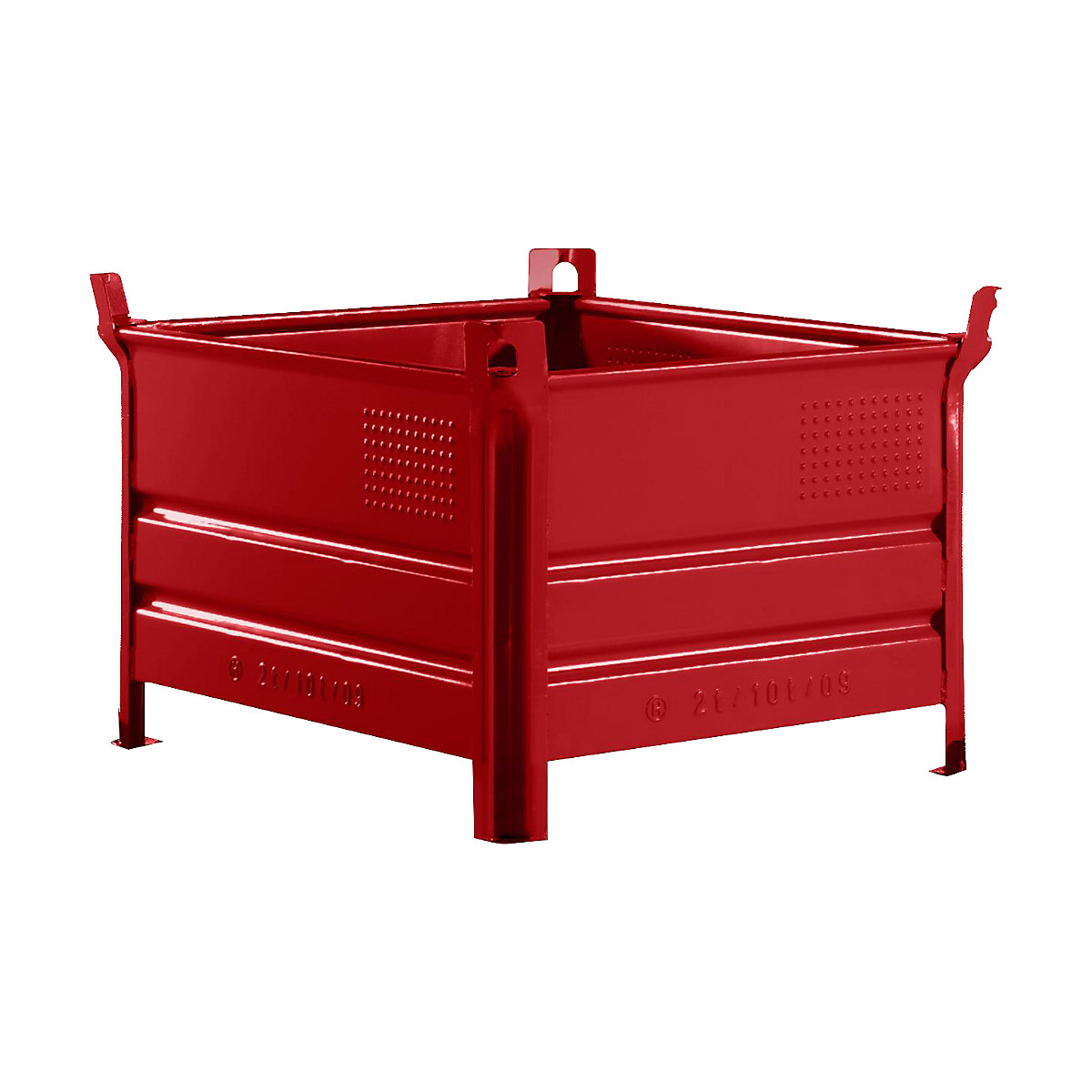 Teli falú rakásolható tároló – Heson, szé x h 800 x 1000 mm, teherbírás 1000 kg, piros, 5 db-tól-7